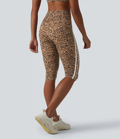 Halara UltraSculpt™ Leopard Print High Waisted Tummy Control Color Block Stripe Pedal Pusher Training Leggings with Pockets