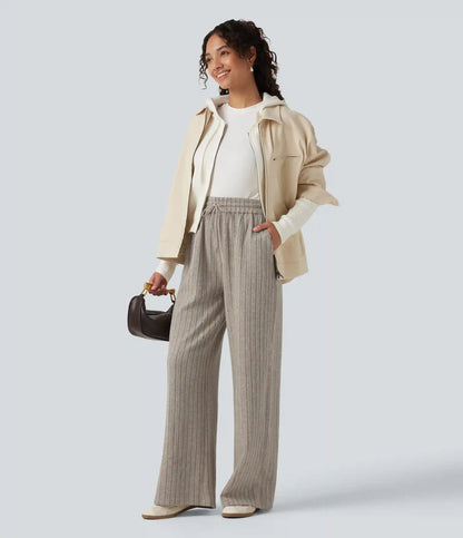 High Waisted Drawstring Baggy Casual Pants with Pockets