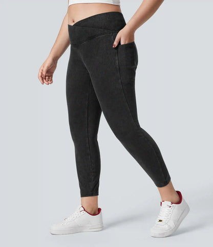 Halara Flex™ Crossover Pocket Washed Denim Work Plus Size Leggings
