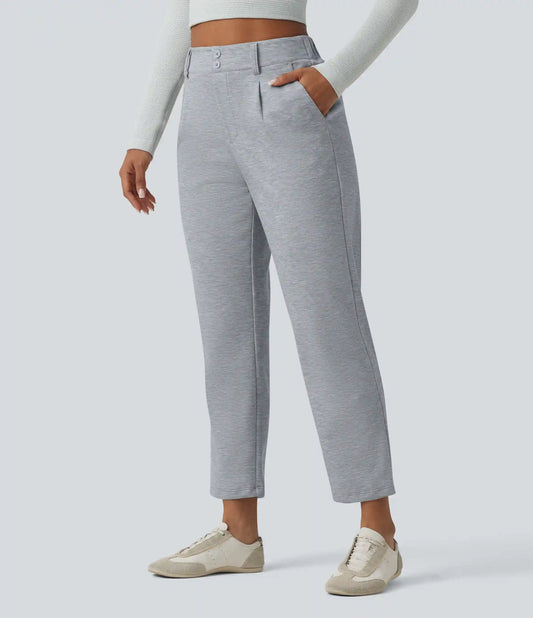SpacerTek™ High Waisted Casual Tapered Pants with Pockets