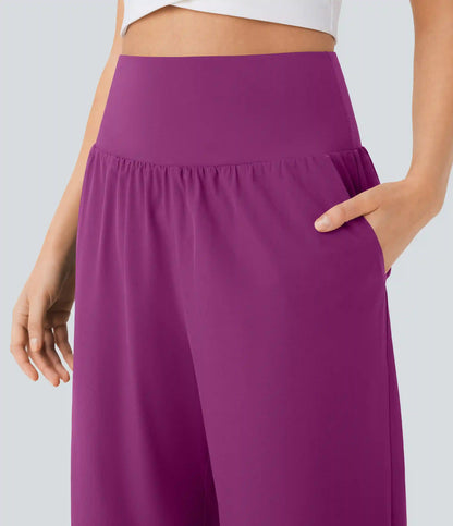 Breezeful™ High Waisted Tummy Control Split Hem Quick Dry Resort Pants with Pockets