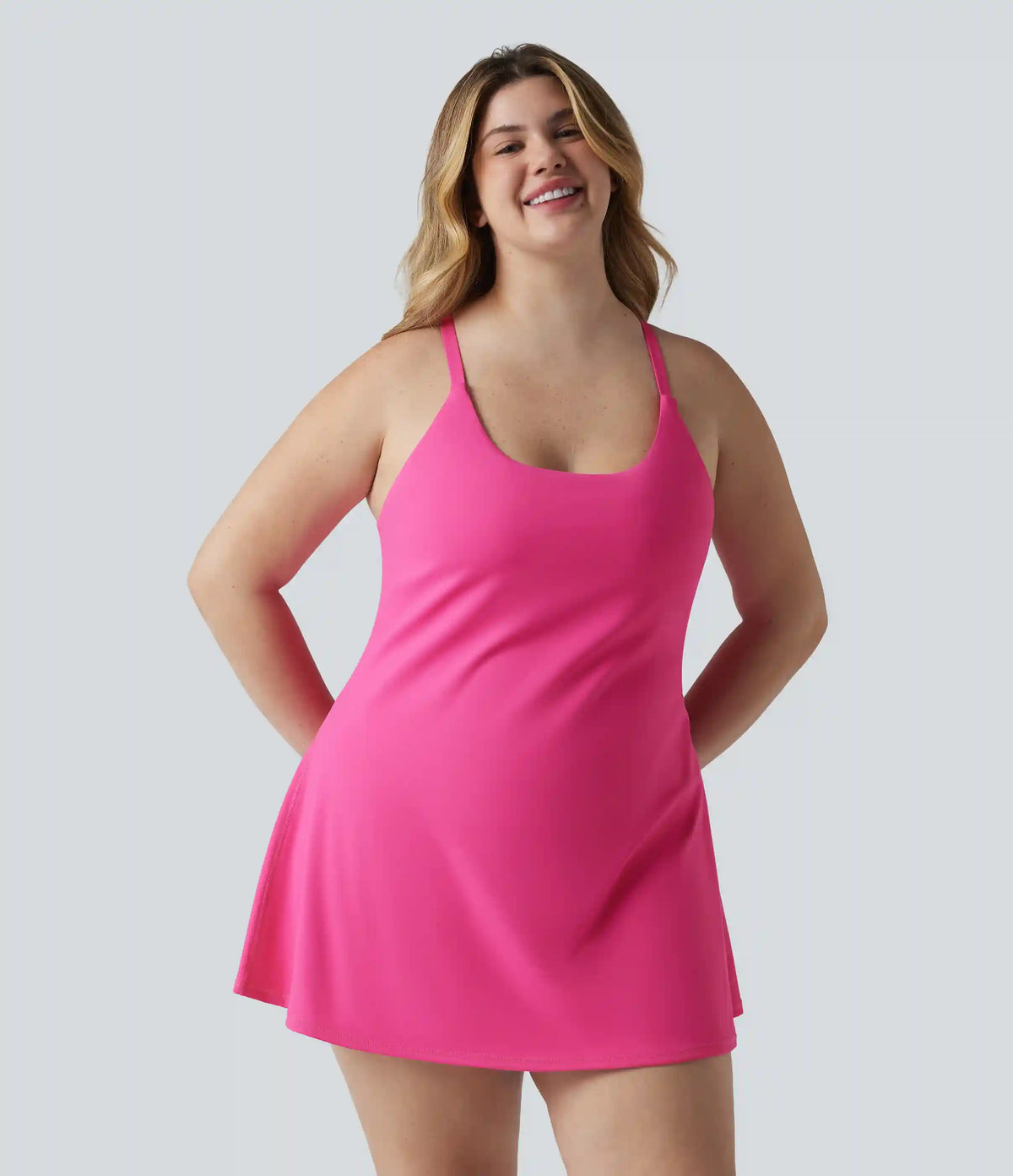 SoftlyZero™ Plush Push-Up Adjustable Straps Crisscross Backless Built-in Bra Dance Plus Size Active Dress-Easy Peezy Edition