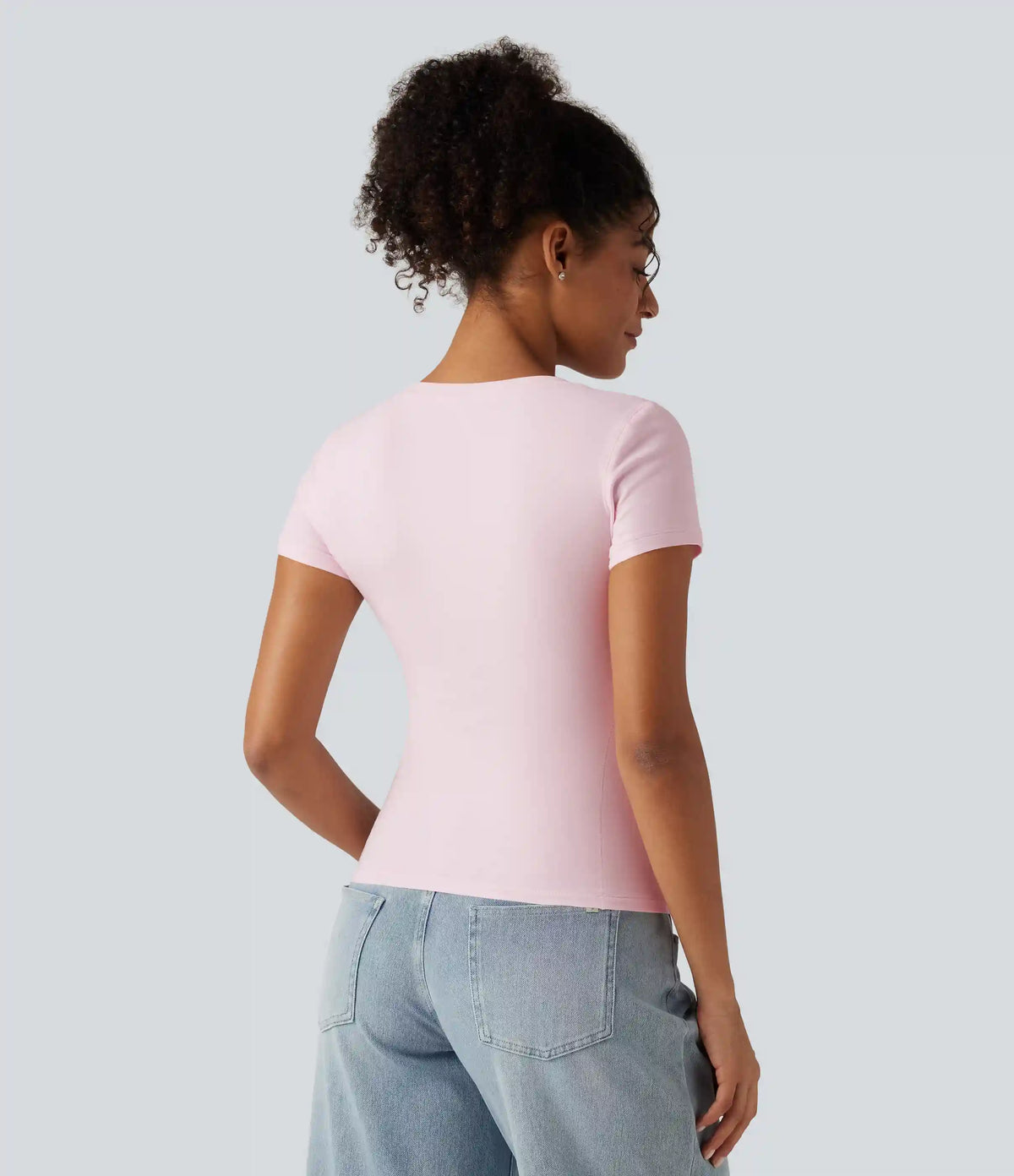Halara Cotton Jersey Scoop Neck Short Sleeve Built-in Bra Casual T-Shirt B-DD Cups