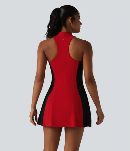 Halara UltraSculpt™ Mock Neck Built-in Bra Racerback Color Block Mini Golf Active Dress