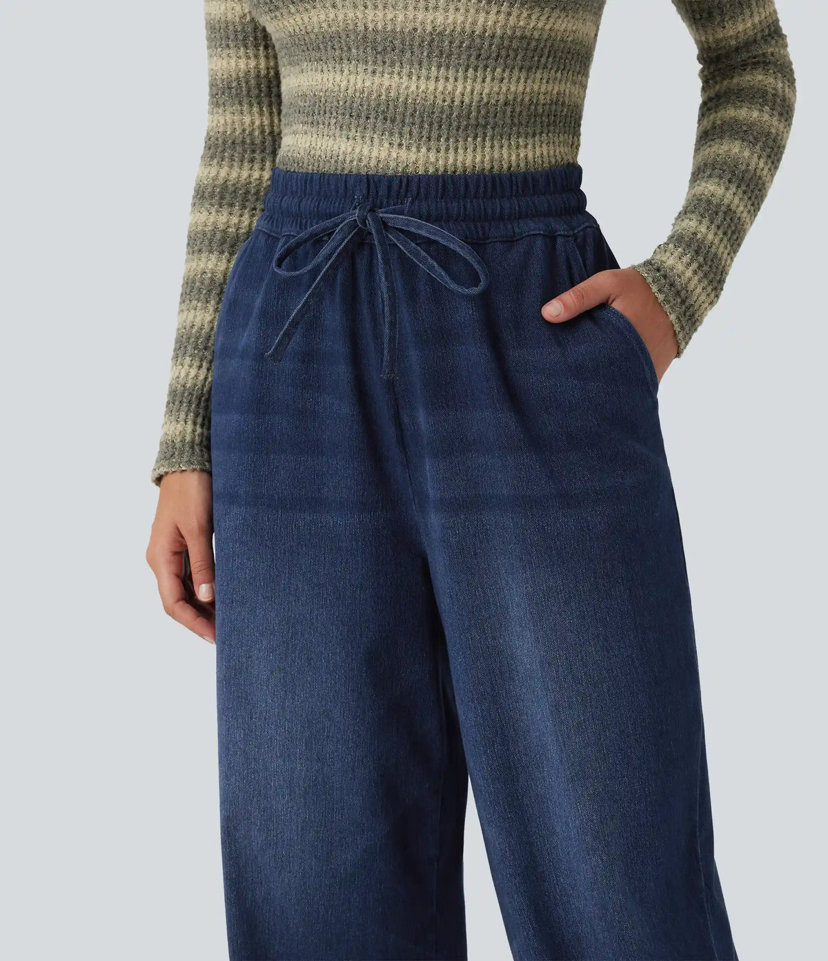 Halara Flex™ High Waisted Drawstring Denim Casual Joggers with Pockets