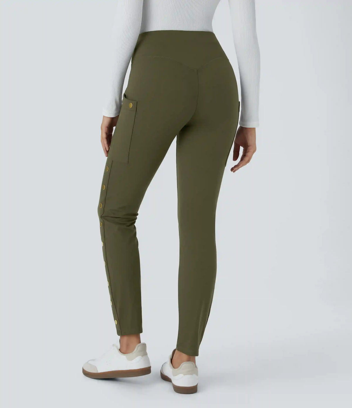 DayStretch High Waisted Decorative Pocket Skinny Ankle Length Casual Pants
