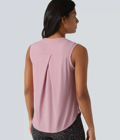 Round Neck Curved Hem Cool Touch Workout Tank Top-UPF50+