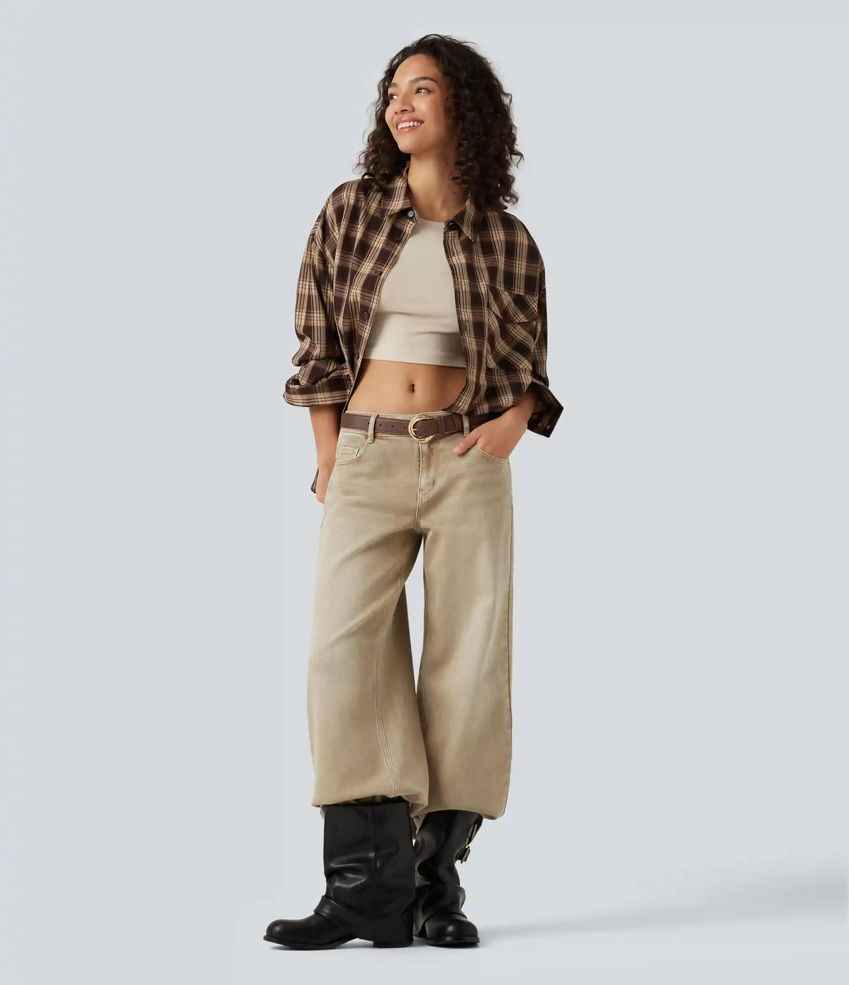 Low Rise Wide Leg Colorful Casual Jeans with Pockets