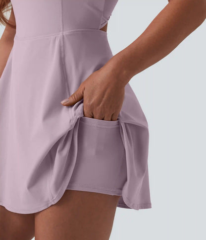 SoftlyZero™ Airy U Neck 2-in-1 Pocket Mini Cool Touch Dance Active Dress DD-F Cups-Easy Peezy