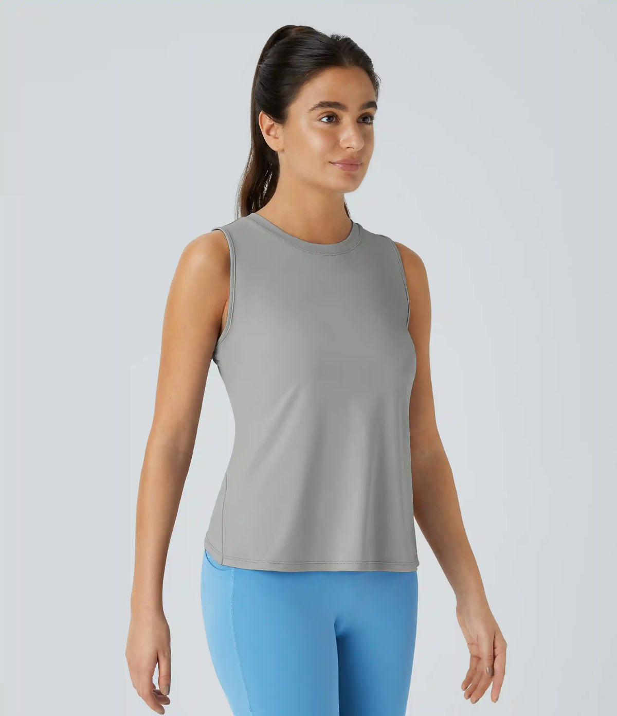 Cut Out Crossover Hem Solid Yoga Tank Top