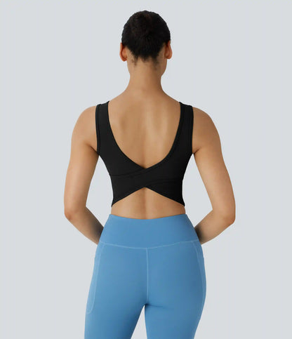 U Neck Crossover Barre Ballet Dance Tank Top A-D Cups