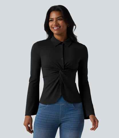 Flounce Long Sleeve Work Shirt