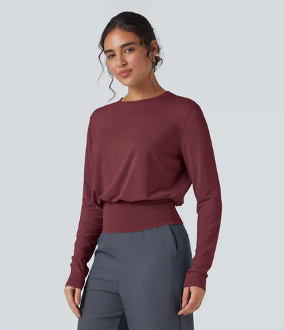 Round Neck Long Sleeve Work Top