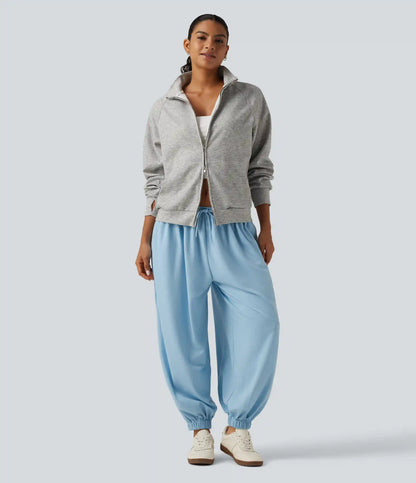 Low Rise Drawstring Oversized Casual Bubble Sweatpants with Pockets