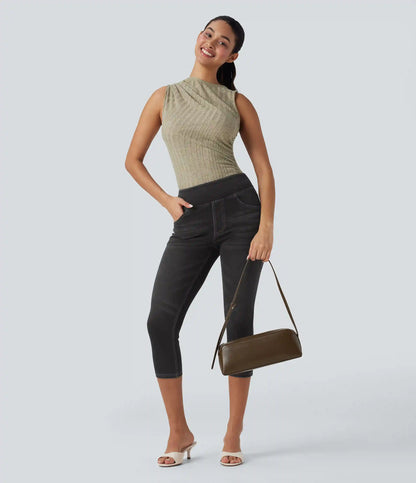 Halara Flex™ High-Waisted Denim Casual Capri Leggings with Pockets