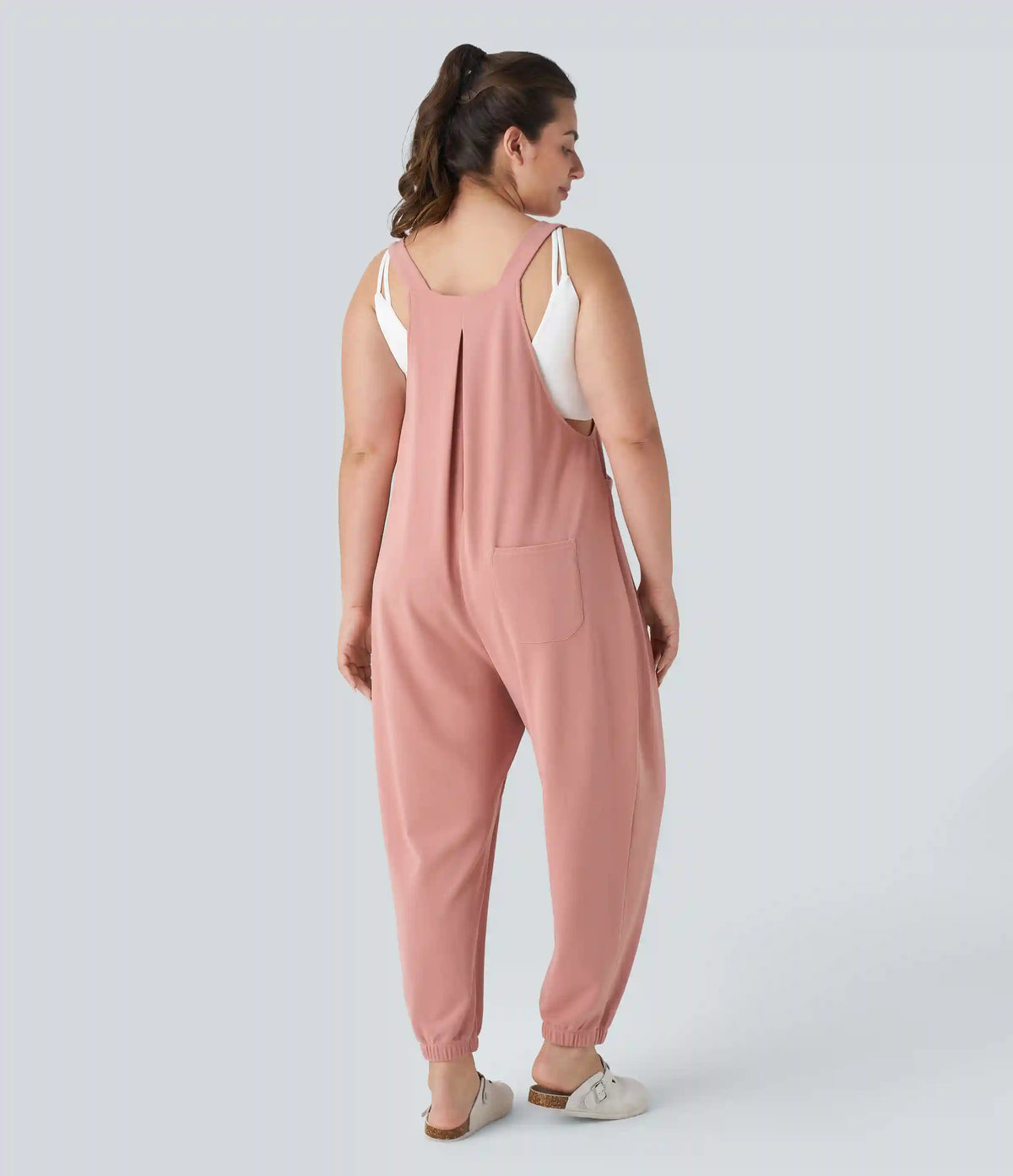 Pockets Waffle Casual Plus Size Jogger Overalls