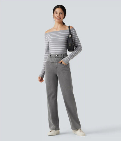 Halara Flex™ Mid Rise Casual Straight Leg Jeans with Pockets