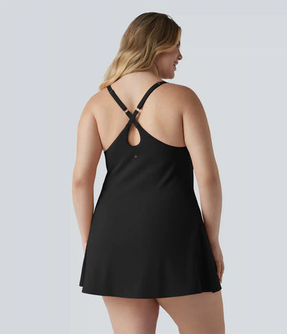 SoftlyZero™ Plush Push-Up Adjustable Straps Crisscross Backless Built-in Bra Dance Plus Size Active Dress-Easy Peezy Edition