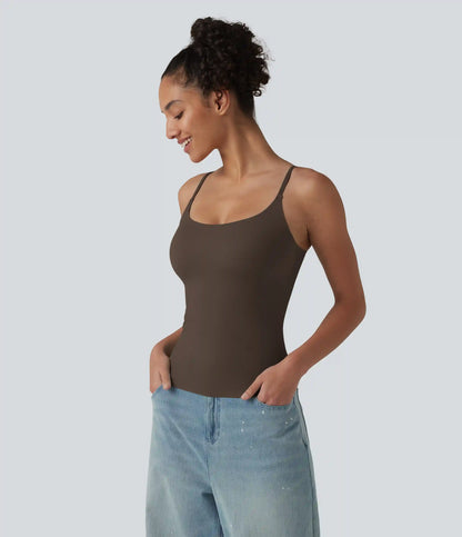 Scoop Neck Built-in Bra Casual Tank Top B-E Cups