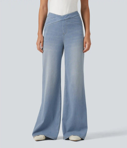 Halara Flex™ High Waisted Crossover Bootcut Casual Jeans with Pockets