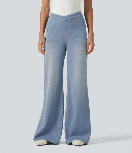 Halara Flex™ High Waisted Crossover Bootcut Casual Jeans with Pockets