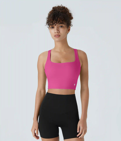 SoftlyZero™ Airy Square Neck Backless Crisscross Cropped InstantCool Yoga Tank Top