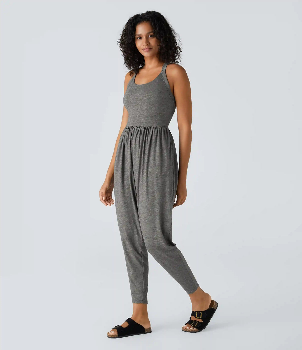 U Neck Pocket Harem Casual Jumpsuit-Easy Peezy Edition
