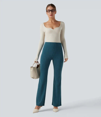 Halara Flex™ High Waisted Striped Work Flare Pants with Pockets