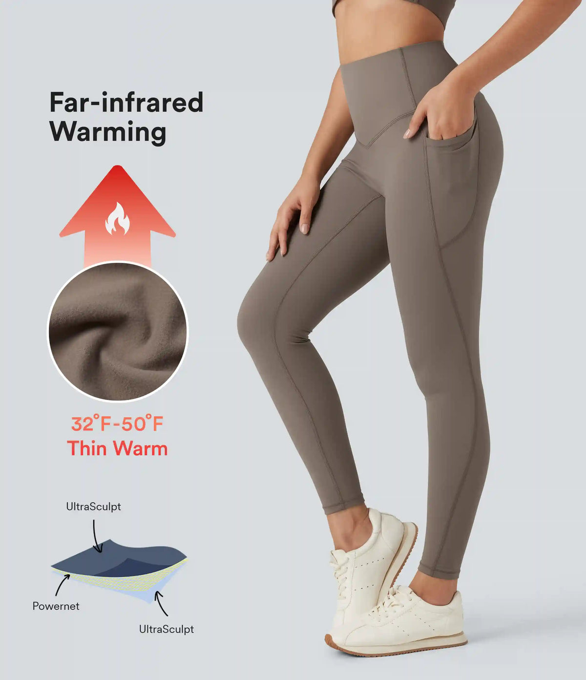 Halara Ultrasculpt™ Heat High Waisted Tummy Control Fleece Yoga Leggings with Pockets
