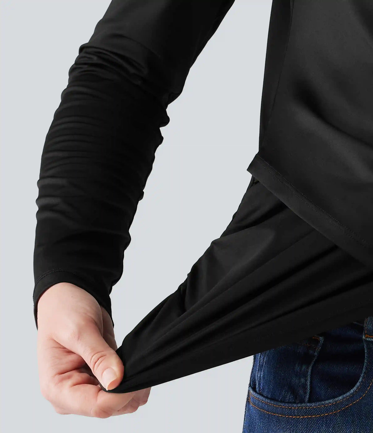 Round Neck Long Sleeve Crossover Hem Casual Top