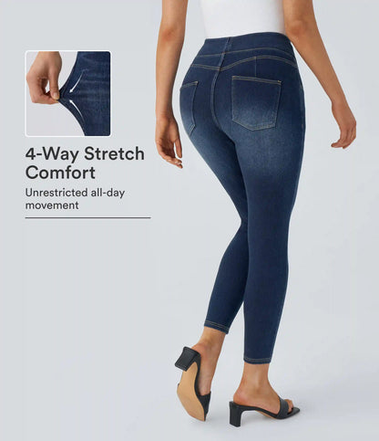 Halara Flex™ Curvy High Waisted Decorative Pockets Washed Casual 7/8 Jeans
