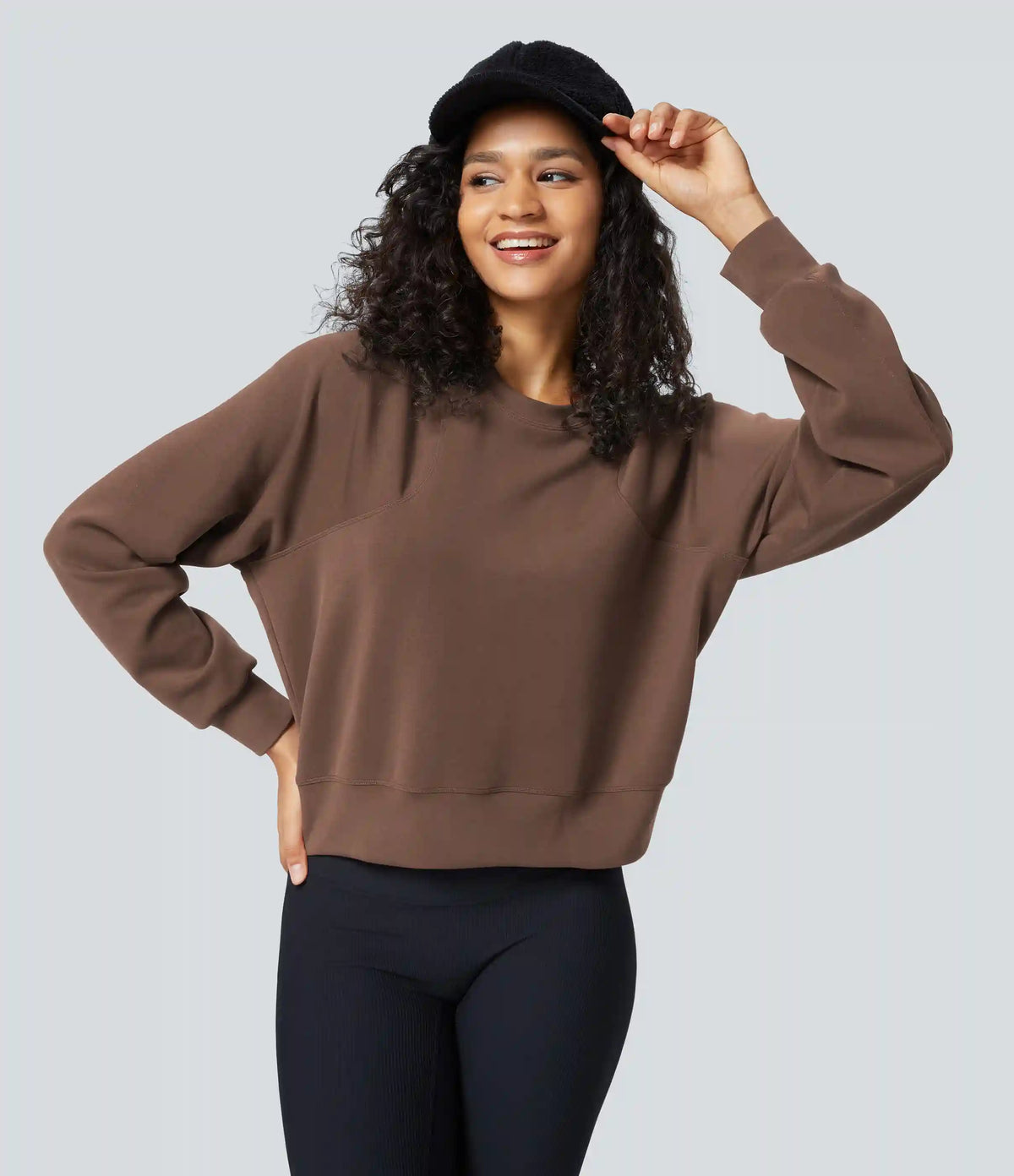 SpacerTek™ Round Neck Raglan Sleeve Solid Casual Sweatshirt