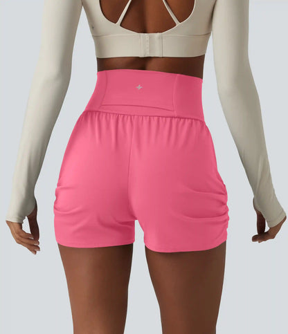 SoftlyZero™ Airy High Waisted Ruched InstantCool Yoga Shorts 3'' with Pockets