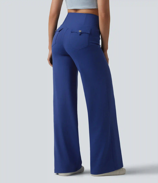 DayStretch Crossover High Waisted Tummy Control Casual Bootcut Pants with Pockets