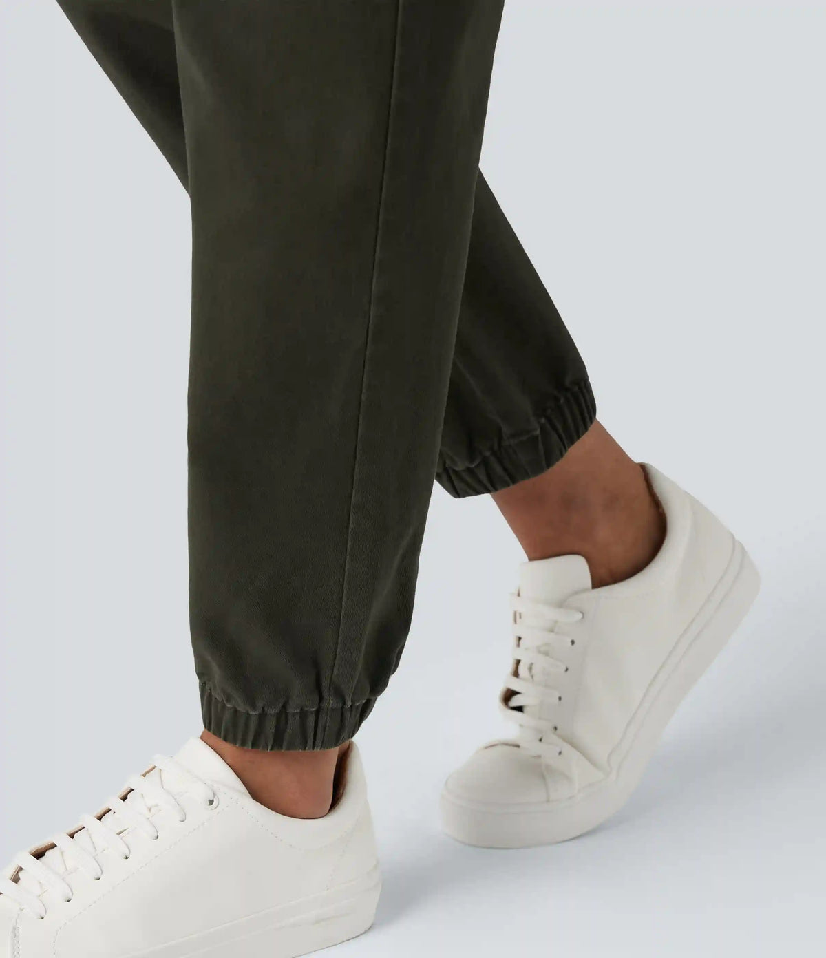 High-waisted Casual Chino Cotton Cargo Joggers with Pockets