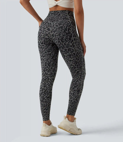 Halara UltraSculpt™ Leopard Print High Waisted Tummy Control Shaping Running 7/8 Leggings with Pockets