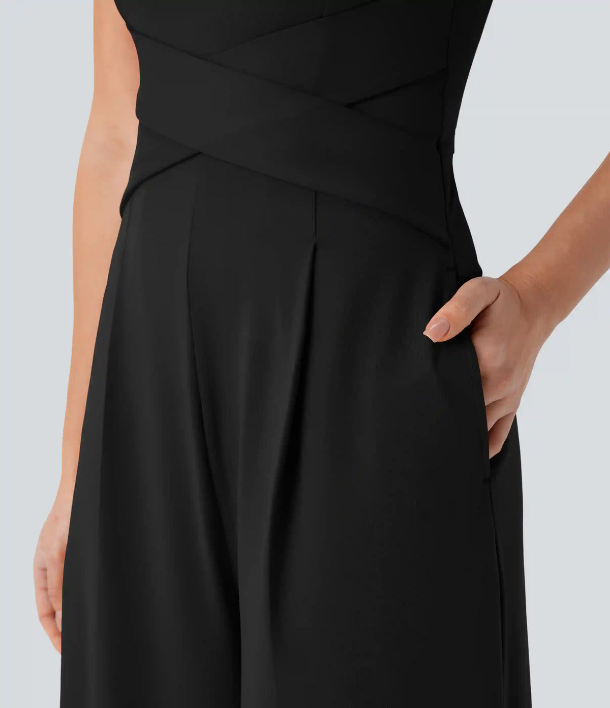 U Back Sleeveless Casual Jumpsuit with Pockets