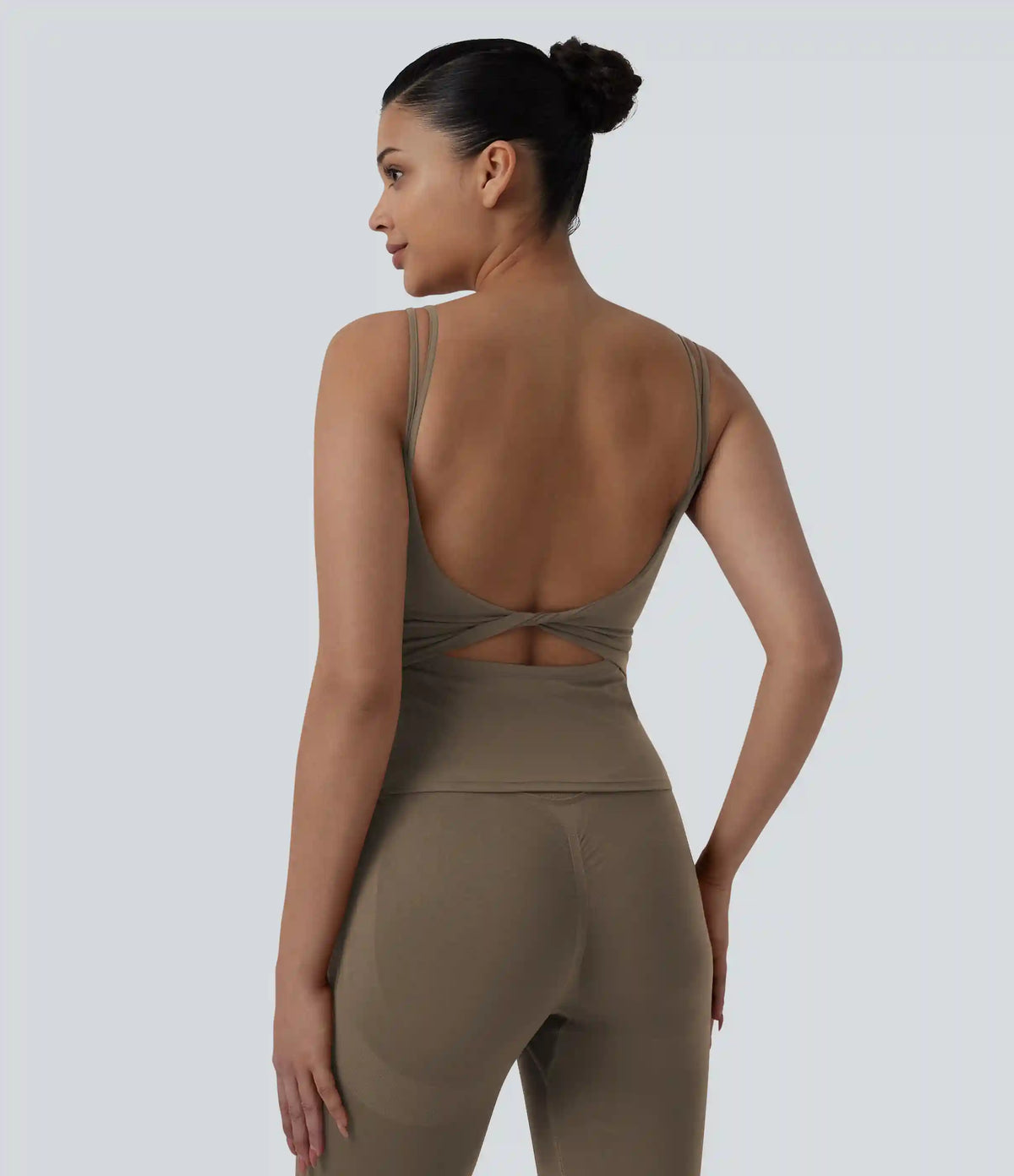Halara UltraSculpt™ Double Straps Twisted Backless Cropped Yoga Tank Top-Longer Length