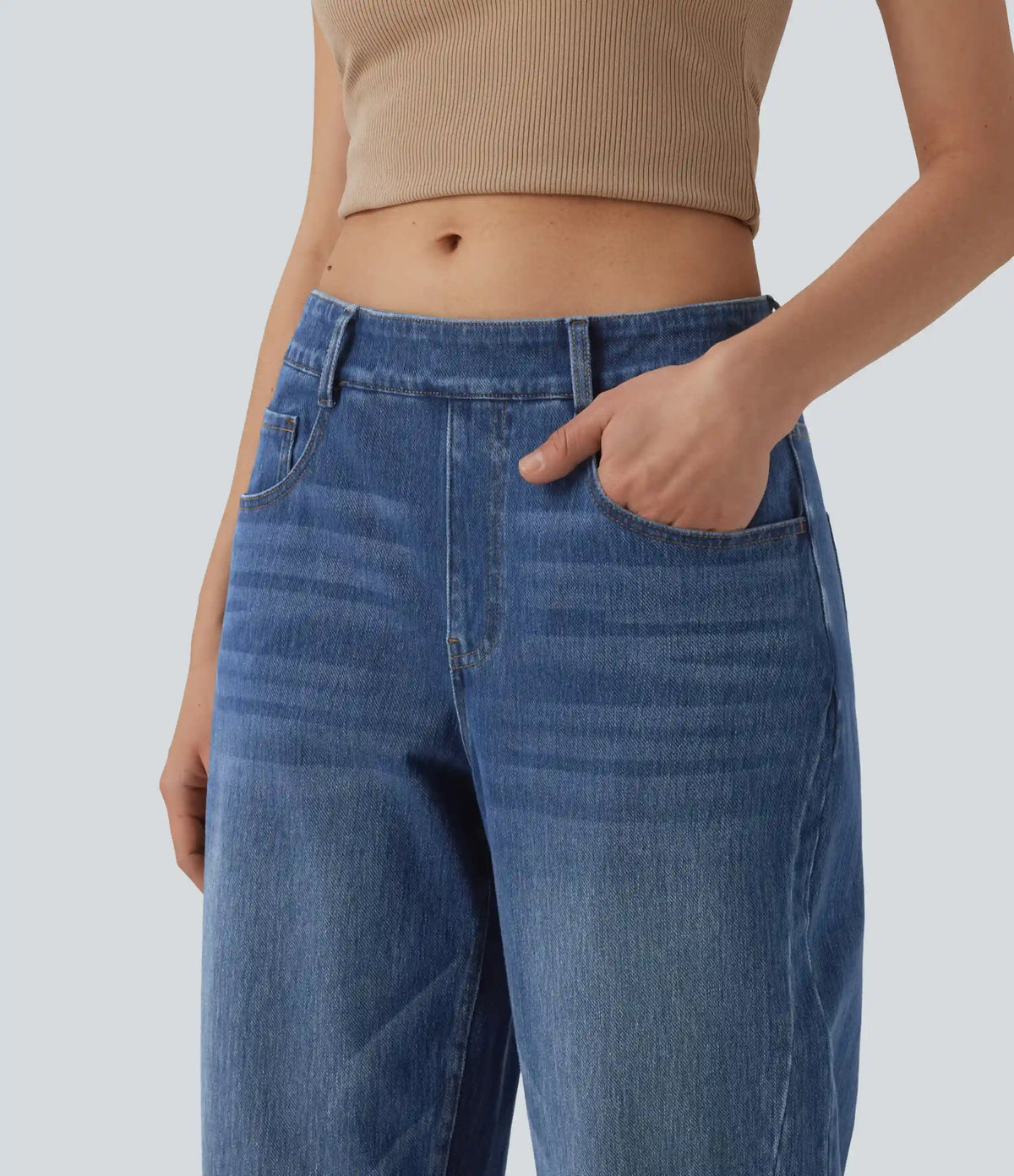 Halara Flex™ Low Rise Barrel Leg Casual Jeans with Pockets
