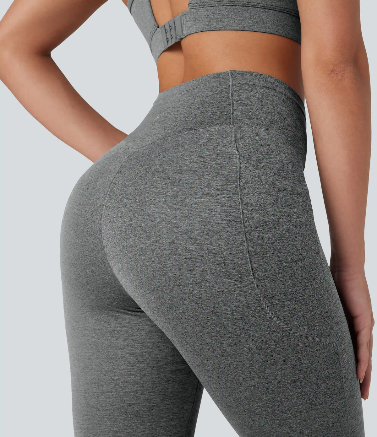 Halara UltraSculpt™ Heathered High Waisted Crossover Quick Dry Yoga Leggings with Pockets