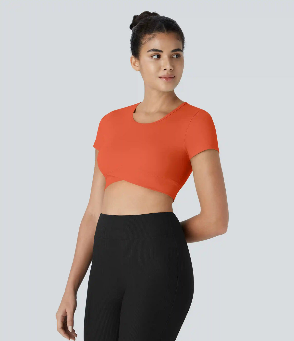 SoftlyZero™ Plush Crossover Hem Cropped Sports Top