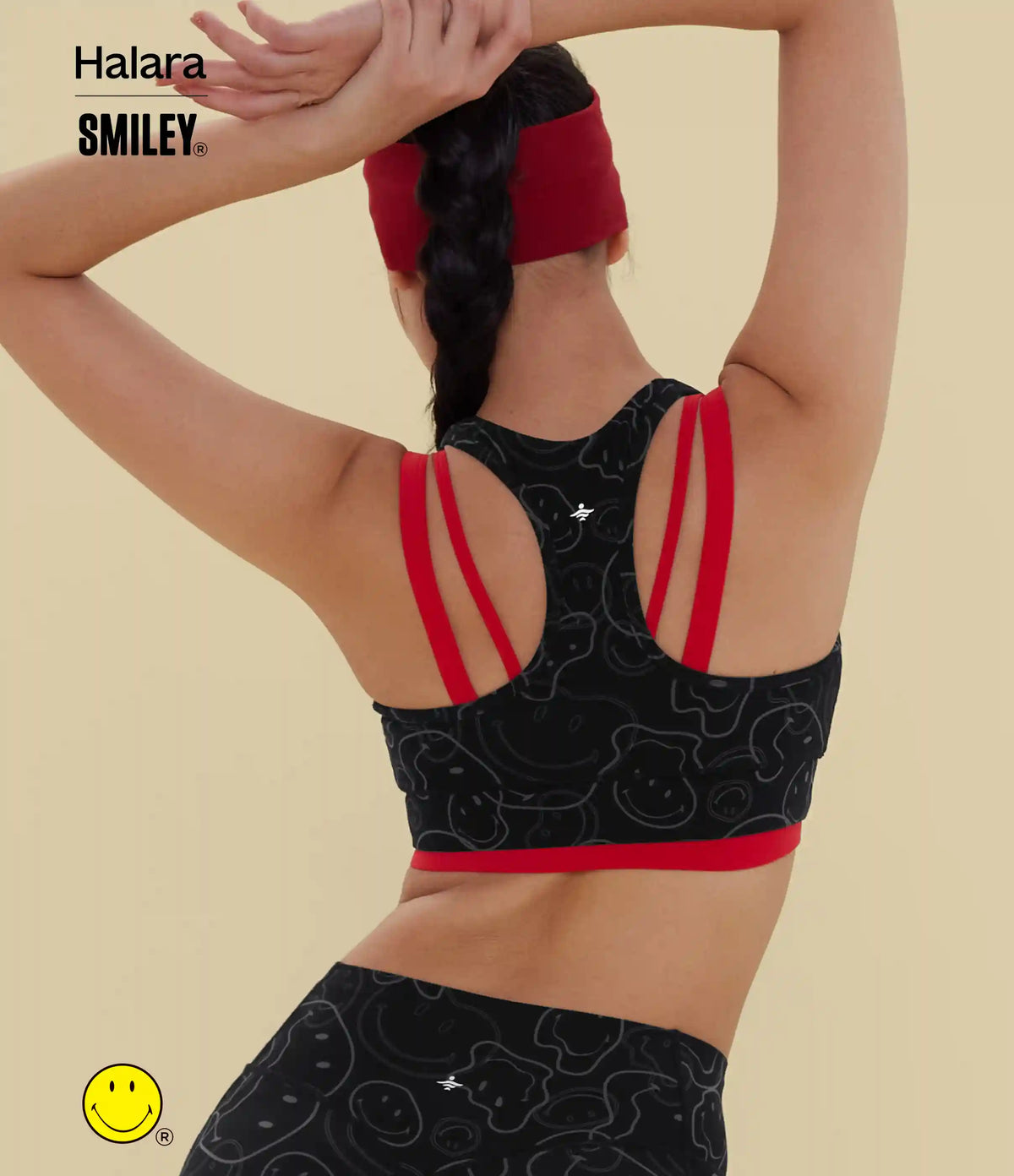 Halara X Smiley® Halara UltraSculpt™ Medium Support V Neck Racerback Training Sports Bra