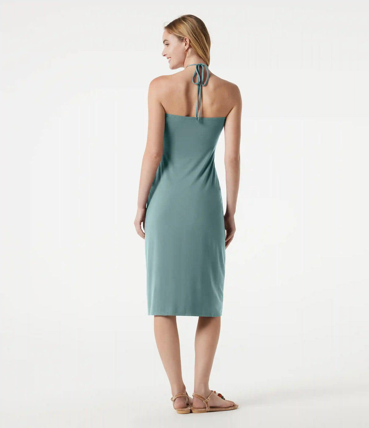 Halter Tie Back Midi Dress with Pockets