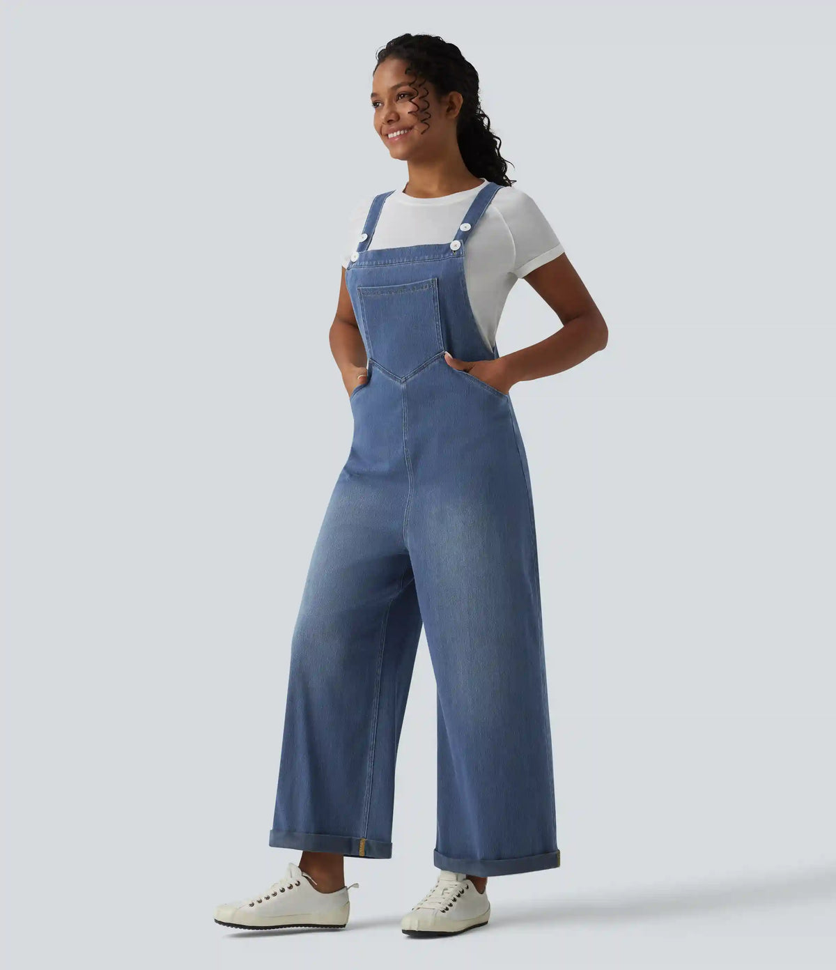 Halara Flex™ Wide Leg Denim Casual Overalls with Pockets