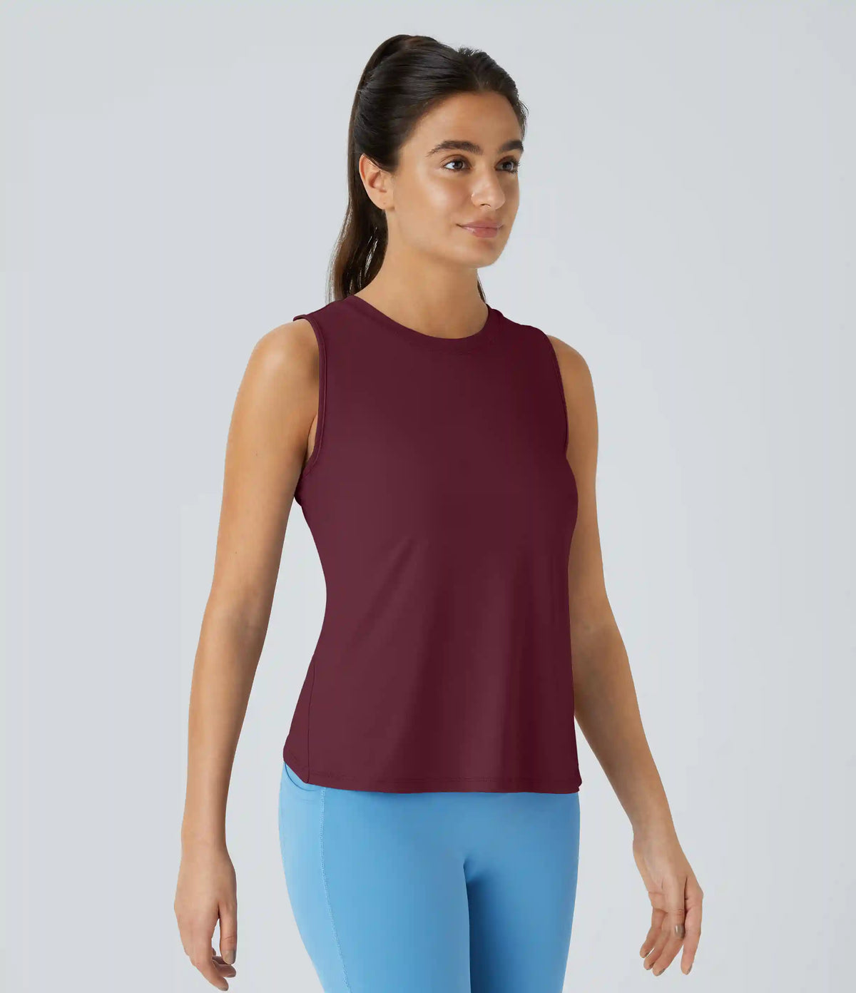 Cut Out Crossover Hem Solid Yoga Tank Top