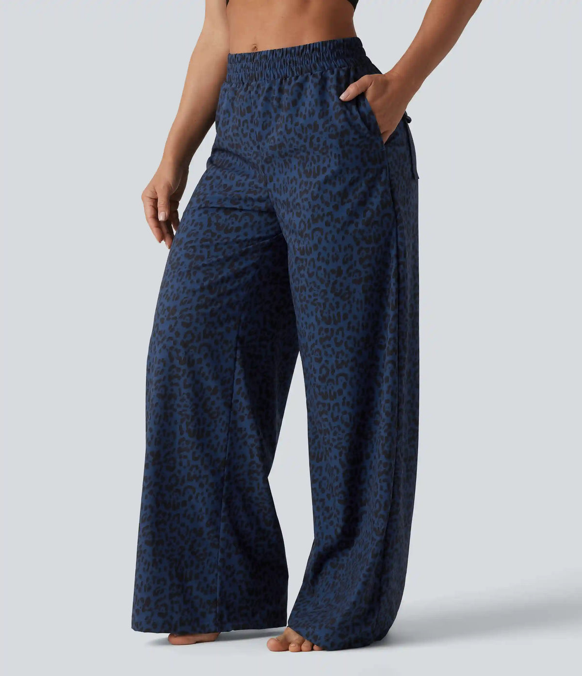 Mid Rise Leopard Print Dance Pants with Pockets
