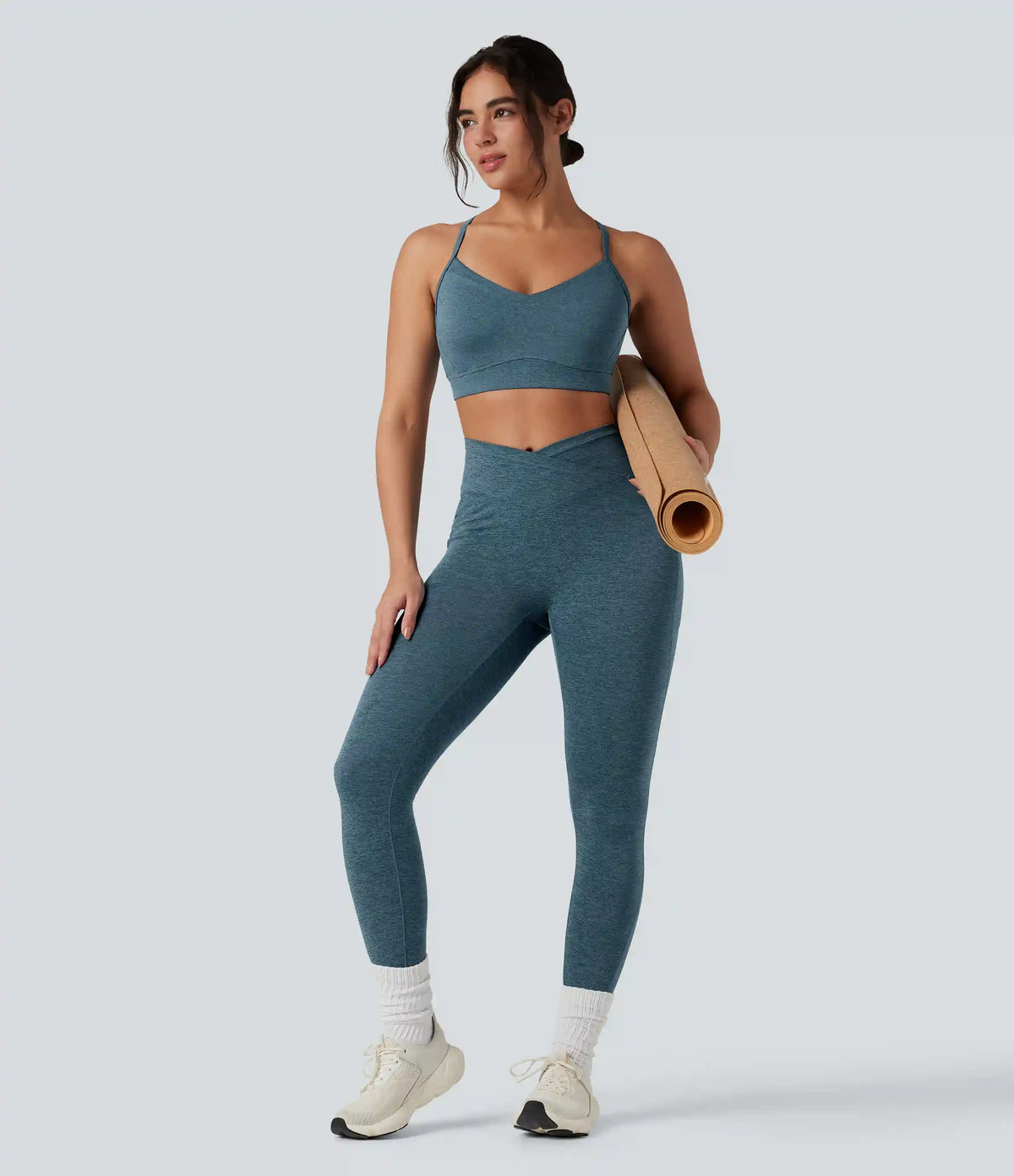Halara UltraSculpt™ Heathered High Waisted Crossover Quick Dry Yoga Leggings with Pockets