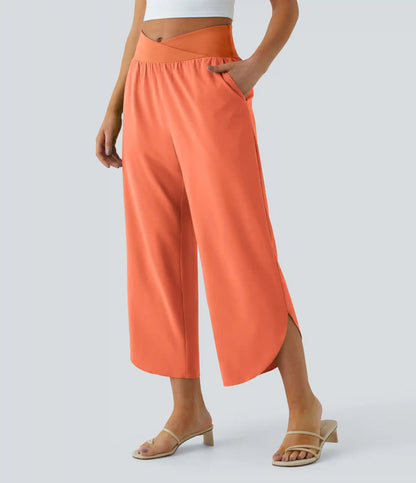 Breezeful™ High Waisted Crossover Quick Dry Resort Pants with Pockets
