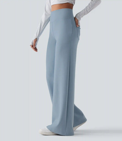 SpacerTek™ High Waisted Casual Baggy Pants with Pockets