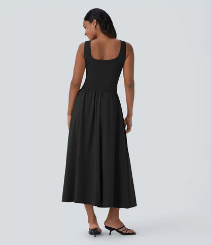 Breezeful™ Sleeveless Cut Out Quick Dry Maxi Casual Dress-Front and Back Wearable